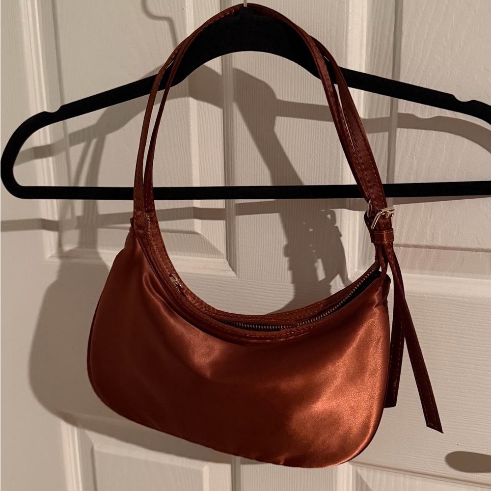 Zara Bronze Satin Shoulder Bag